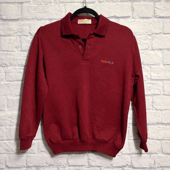 United Feature Syndicate Tops - Vintage Rare Garfield Polo Sweatshirt Small